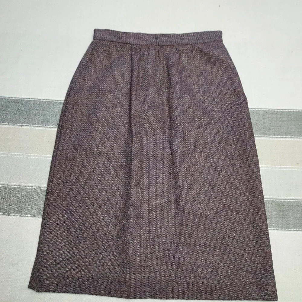 Oscar de la Renta Rayna Wool‎ Tweed Suit Jacket Blazer Pencil Skirt Set Gray 7/8